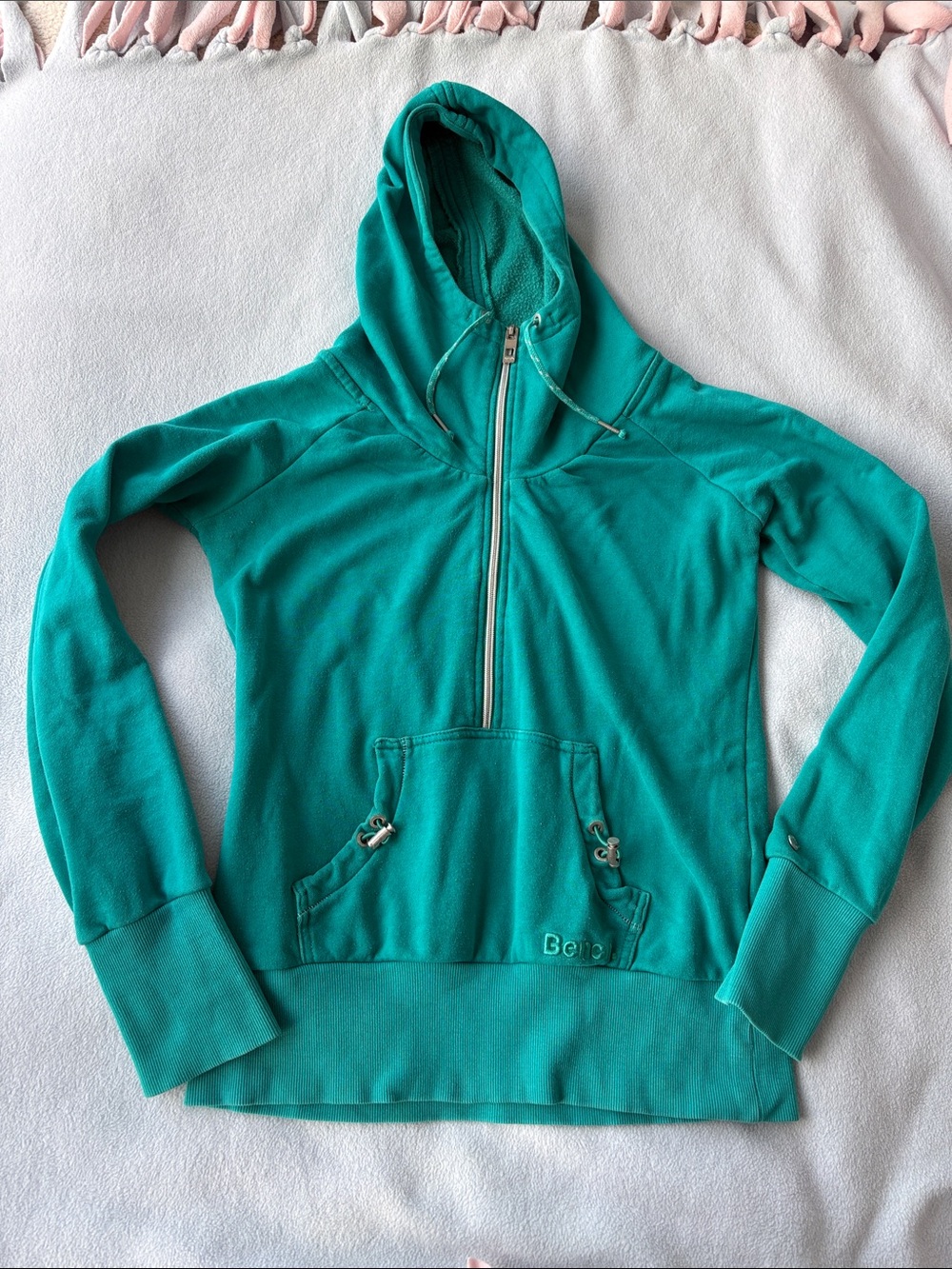 Bench Teal Half-Zip Hooded Pullover - Picture 1 of 12